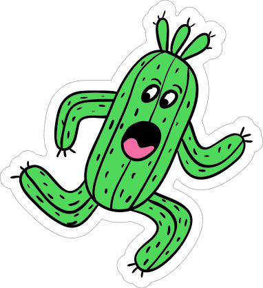 Scared Cactus Cartoon Sticker