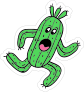Scared Cactus Cartoon Sticker