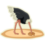 Scared Ostrich In Sand Sticker