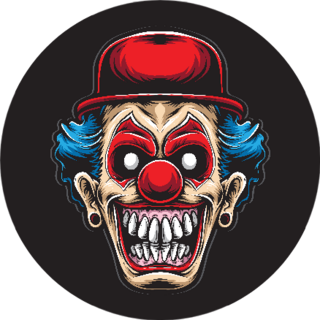 Scary Clown With Red Hat And Blue Hair Sticker