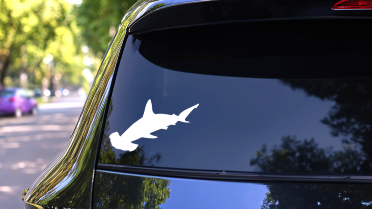 Scary Hammerhead Shark Sticker on a Rear Car Window (New) example