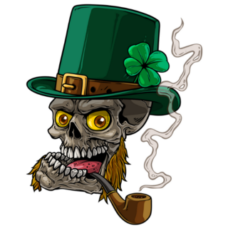 Scary Irish Leprechaun Skeleton Skull Sticker
