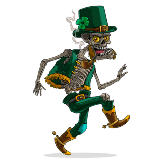 Scary Irish Leprechaun Skeleton Walking Sticker