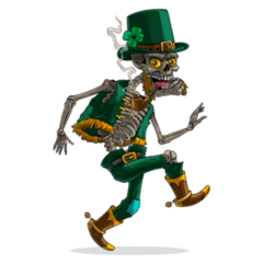 Scary Irish Leprechaun Skeleton Walking Sticker