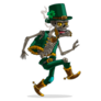Scary Irish Leprechaun Skeleton Walking Sticker