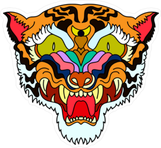 Scary Psychedelic Tiger Sticker