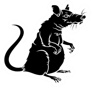 Scary Rat Silhouette Isolated On White Sticker