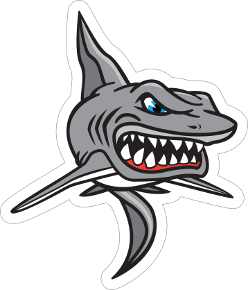 Scary Shark Mascot Sticker