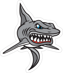 Scary Shark Mascot Sticker