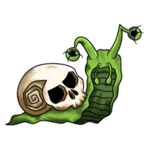 Scary Snail Skull Green Sticker