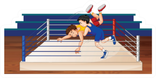 Scene With People Doing Wrestling In The Ring Sticker
