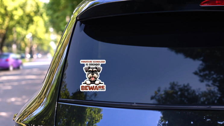 Schnauzer Beware Sticker on a Rear Car Window (New) example