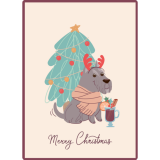 Schnauzer Merry Xmas Sticker 