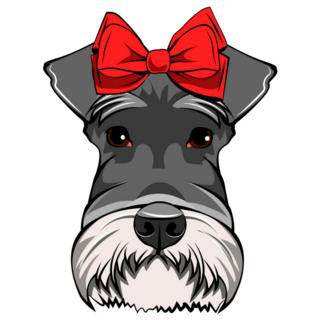 Schnauzer Red Bow Sticker