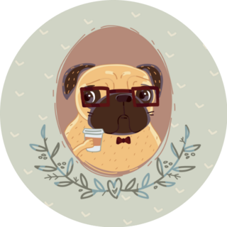 Scholar Pug Sticker