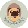 Scholar Pug Sticker