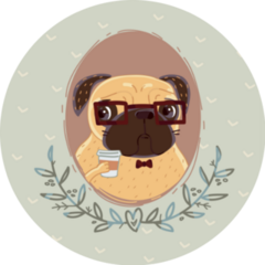 Scholar Pug Sticker