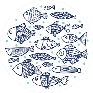School of Fish Circle Sticker