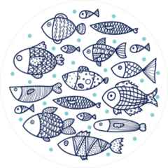 School of Fish Circle Sticker