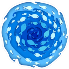 School Of Fish Paper Cut Sticker