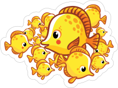 School of Yellow Fish Sticker