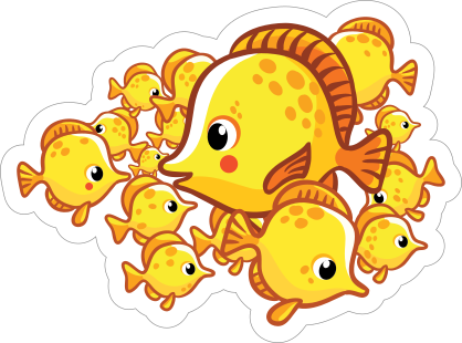 School of Yellow Fish Sticker