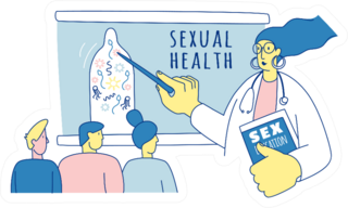 School Sexual Education Program Teacher Illustration Sticker