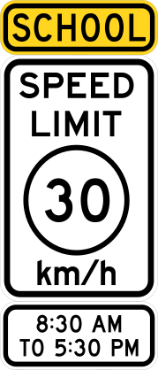 School Speed Limit 30 Km/H 8:30Am To 5:30Pm Sticker