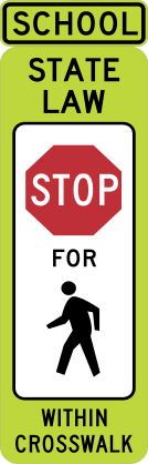 School State Law Stop For Walkers Within Crosswalk Sticker
