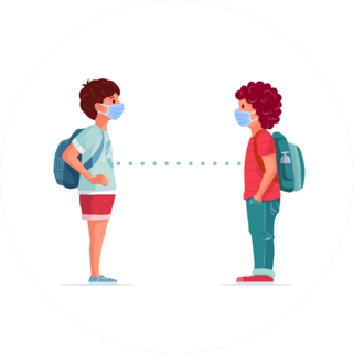 School Students Social Distancing Talking Sticker