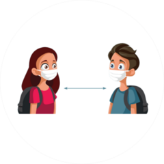 School Students Wearing Face Masks Sticker