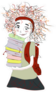 Schoolgirl With A Stack Of Books And A Backpack Sticker
