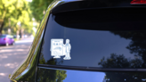 Scientist Or Doctor Presenting Symptoms Illustration Sticker on a Rear Car Window (New) example