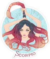 Scorpio Beautiful Girl With Long Hair Sticker