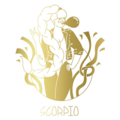 Scorpio Girl Chewing Gum In Gold Sticker