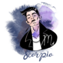 Scorpio Man Zodiac Watercolor Sketch Sticker