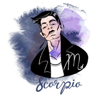 Scorpio Man Zodiac Watercolor Sketch Sticker