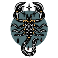 Scorpio Tattoo Illustration Sticker