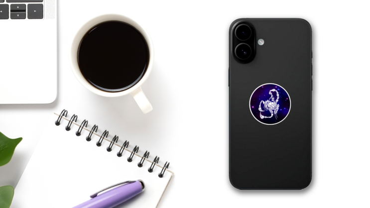Scorpio Zodiac Sign In Galaxy Sticker on a Phone (New) example