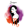 Scorpio Zodiac Sketch And Watercolor Sticker