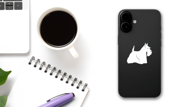 Scottish Terrier Dog Sticker on a Phone (New) example