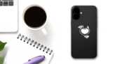 Scratchboard Evil Heart Sticker on a Phone (New) example