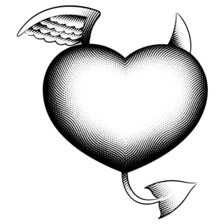 Scratchboard Evil Heart Sticker