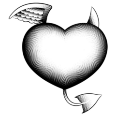 Scratchboard Evil Heart Sticker