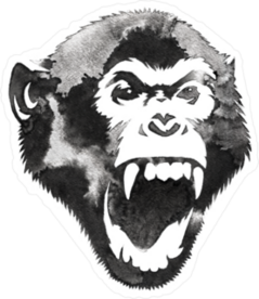 Screaming Water And Ink Monkey Sticker