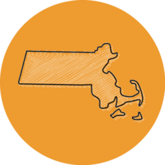Scribble Map Of Massachusetts Sticker