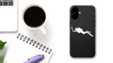 Scuba Diver Sticker on a Phone (New) example