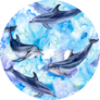 Sea Blue Seamless Pattern With Dolphins Sticker
