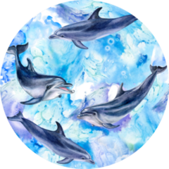 Sea Blue Seamless Pattern With Dolphins Sticker