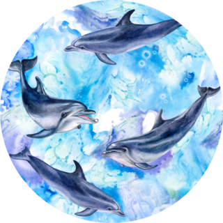 Sea Blue Seamless Pattern With Dolphins Sticker